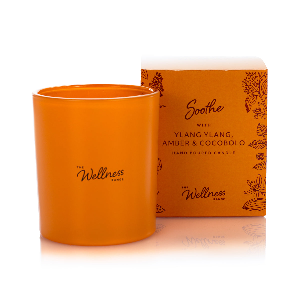 Soothe Wellness glass candle with Ylang Ylang, Amber & Cocobolo