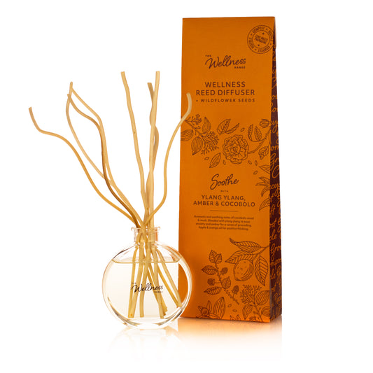 Soothe Wellness Reed Diffuser with Ylang Ylang, Amber & Cocobolo
