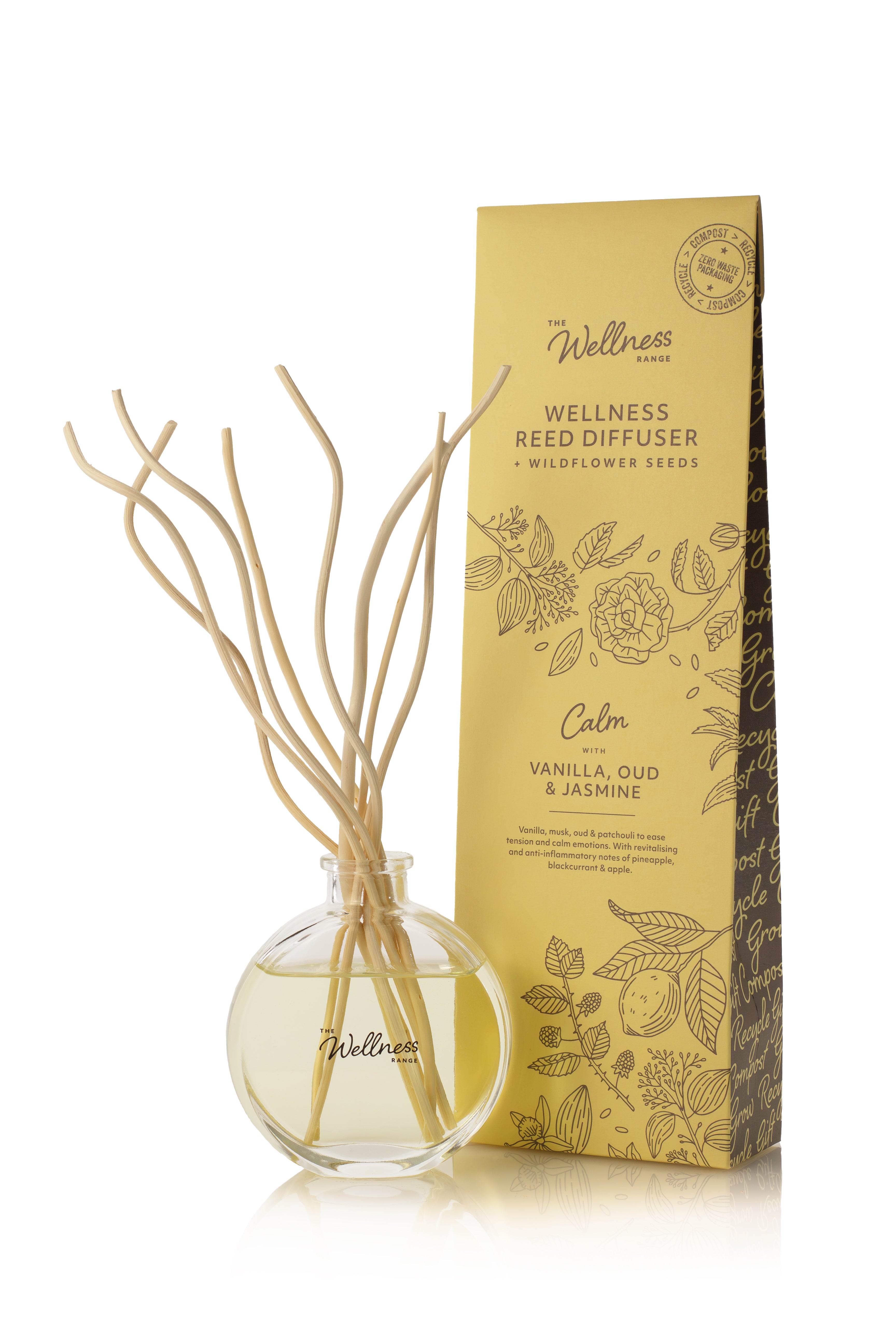 Calm Wellness Reed Diffuser with Vanilla, Oud & Jasmine