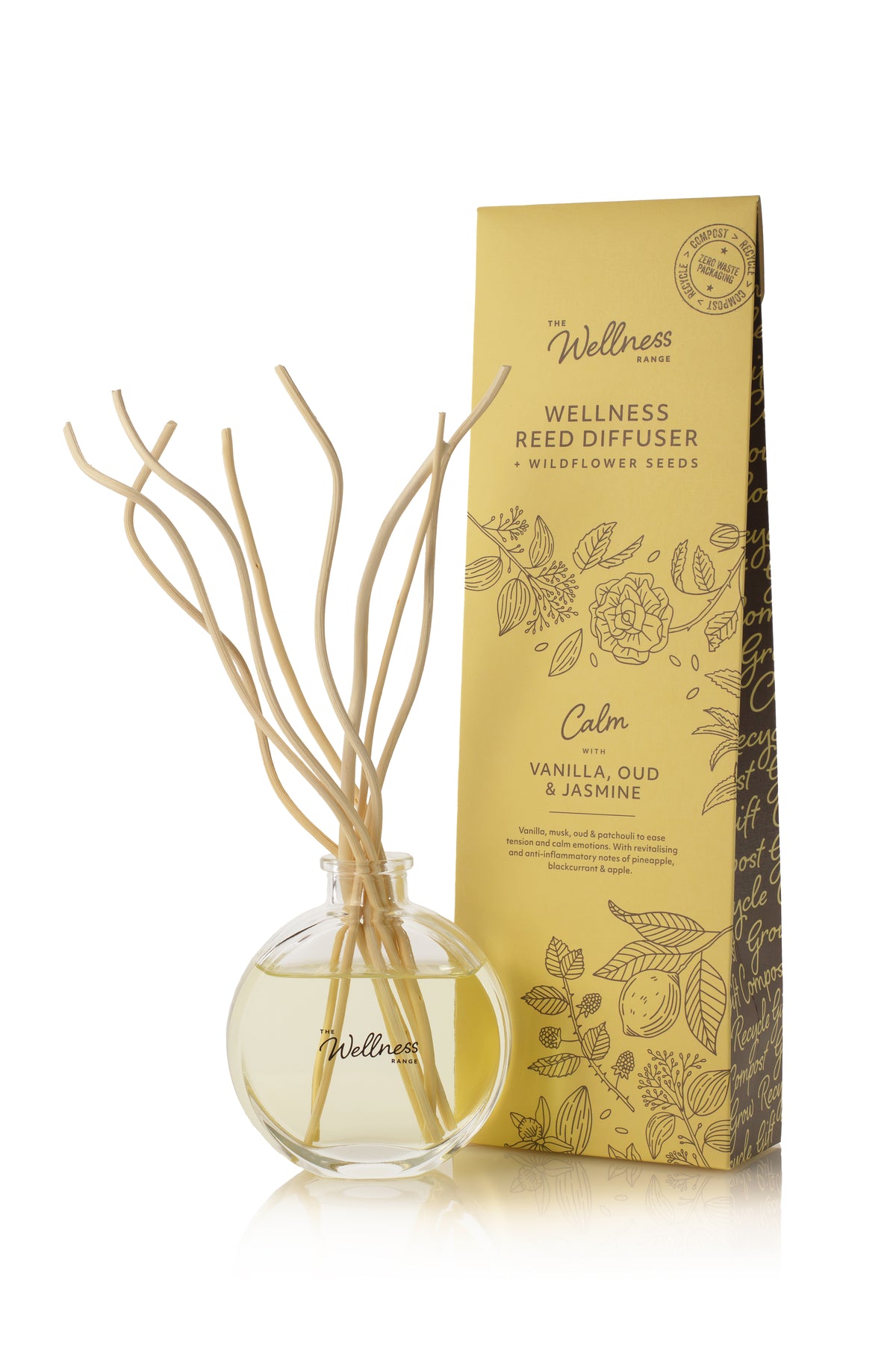 Calm Wellness Reed Diffuser with Vanilla, Oud & Jasmine