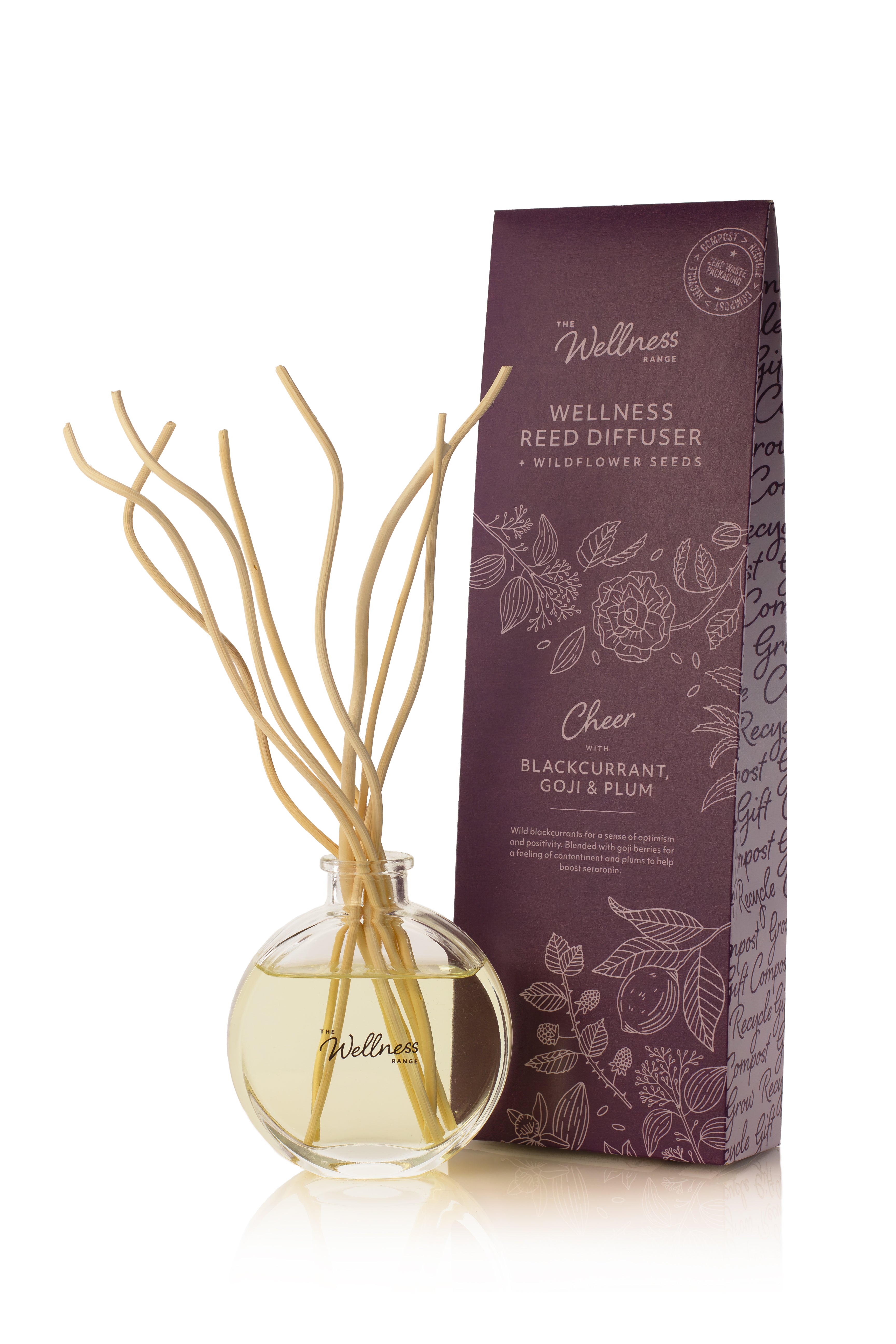 Cheer Wellness Reed Diffuser with Blackcurrant, Goji & Plum