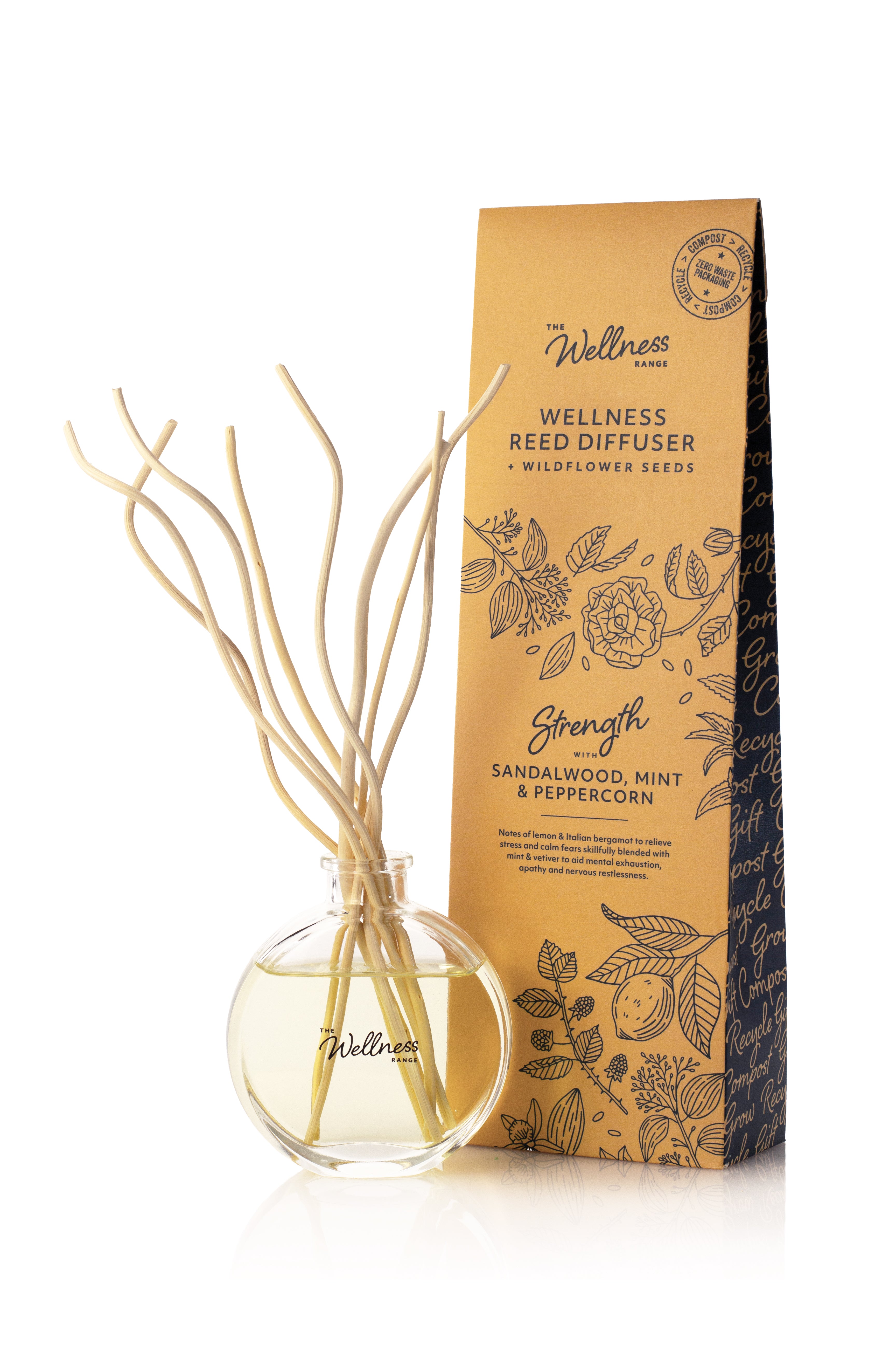 Strength Wellness Reed Diffuser with Sandalwood, Mint & Peppercorn