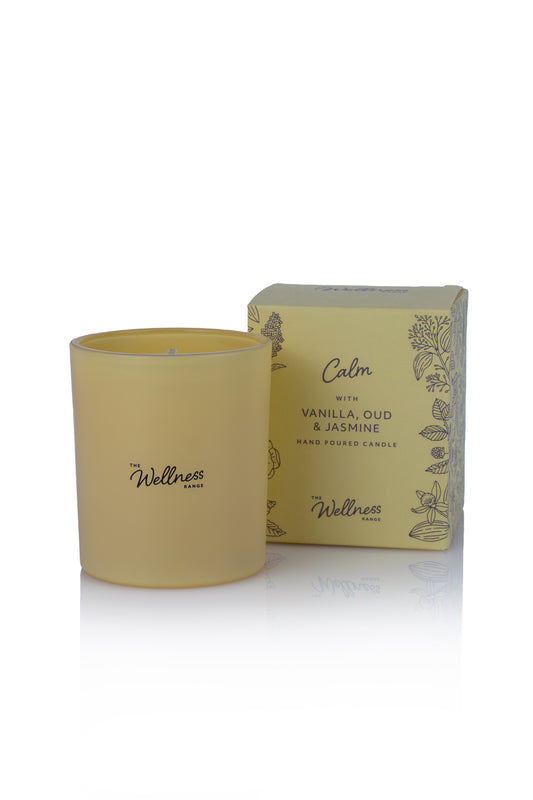 Calm Wellness Glass Candle with Vanilla, Oud & Jasmine