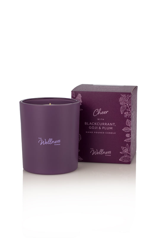Cheer Wellness Glass Candle with Blackcurrant, Goji & Plum