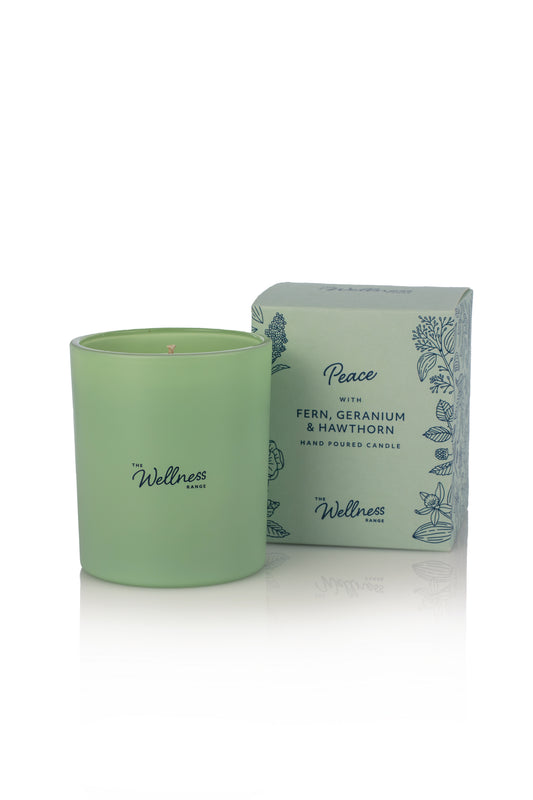 Peace Wellness Glass Candle with Fern, Geranium & Hawthorn