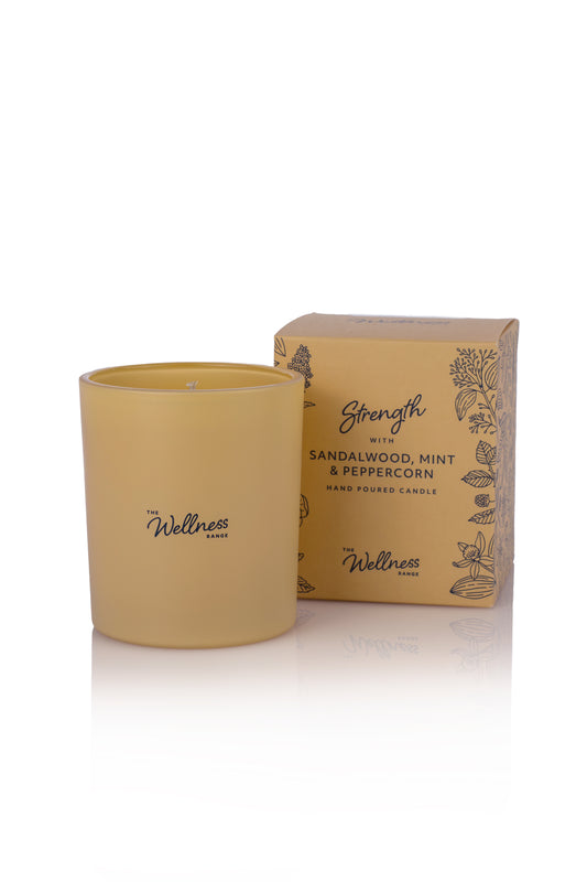 Strength Wellness Glass Candle with Sandalwood, Mint & Peppercorn