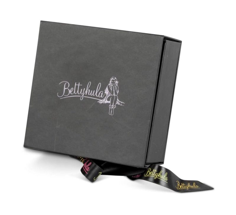 Black branded Gift Box with Shred & Ribbon - Square